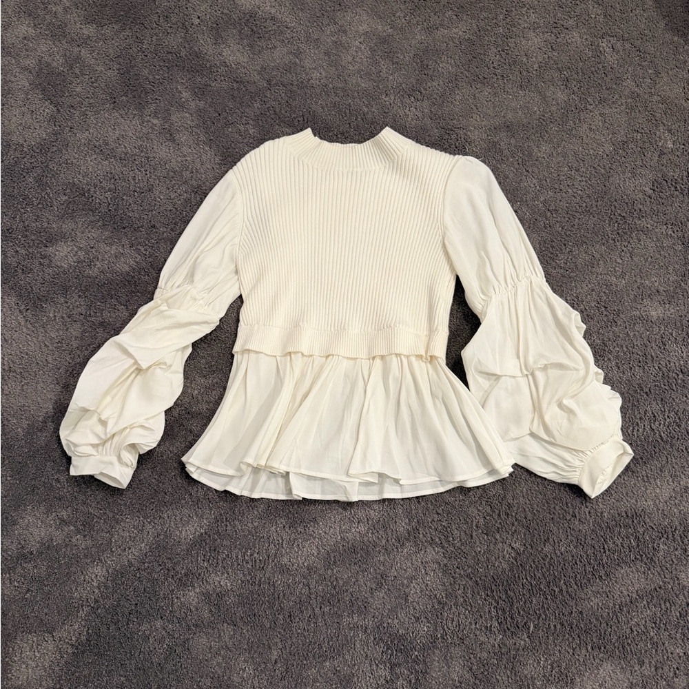 English Factory Cream Ruffled Blouse